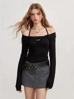 Ruched Tie Long Sleeve Top