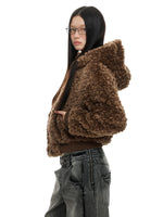 Faux Wool Hooded Short Coat