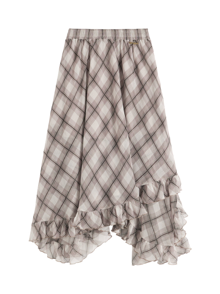 Irregular Ruffle  Top &amp; Midi Skirt Set