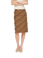 Asymmetric Fringed Wool Blend Skirt