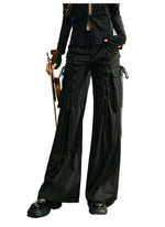 Black & Ivory White Tie-Waist Wide-Leg Pants