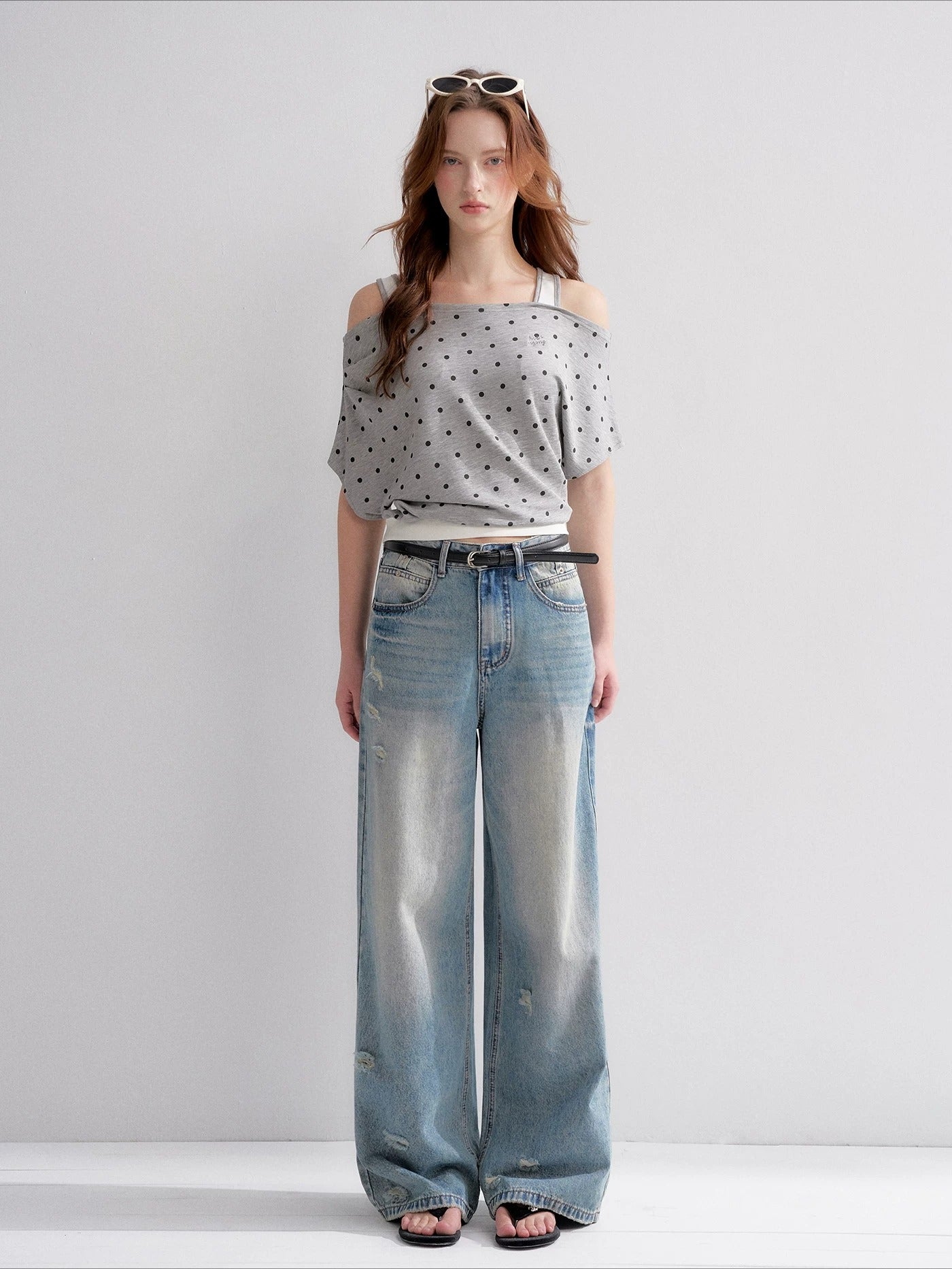 Polka Dot Contrast Top