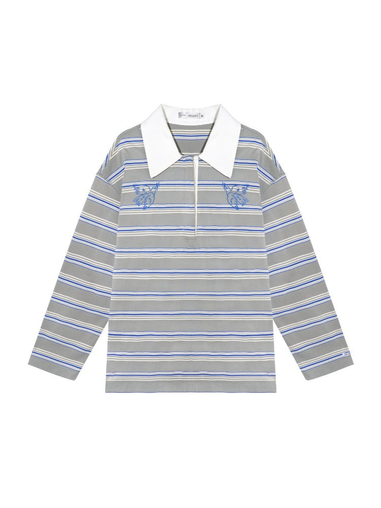 Striped Embroidered Polo Tee