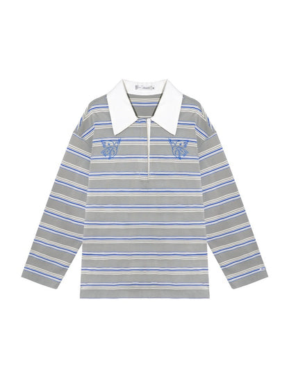 Striped Embroidered Polo Tee