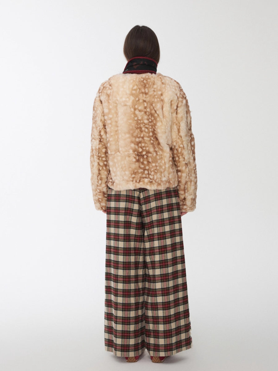 Fawn Pattern Printed Rex Rabbit Fur Jacket