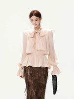 Bow Lantern Sleeve Blouse