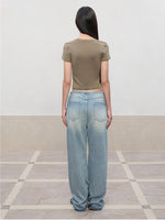 Regular-Shoulder Round Neck Short-Sleeve T-Shirt