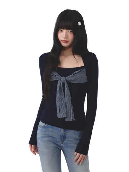 Bow Knit Layered Tee