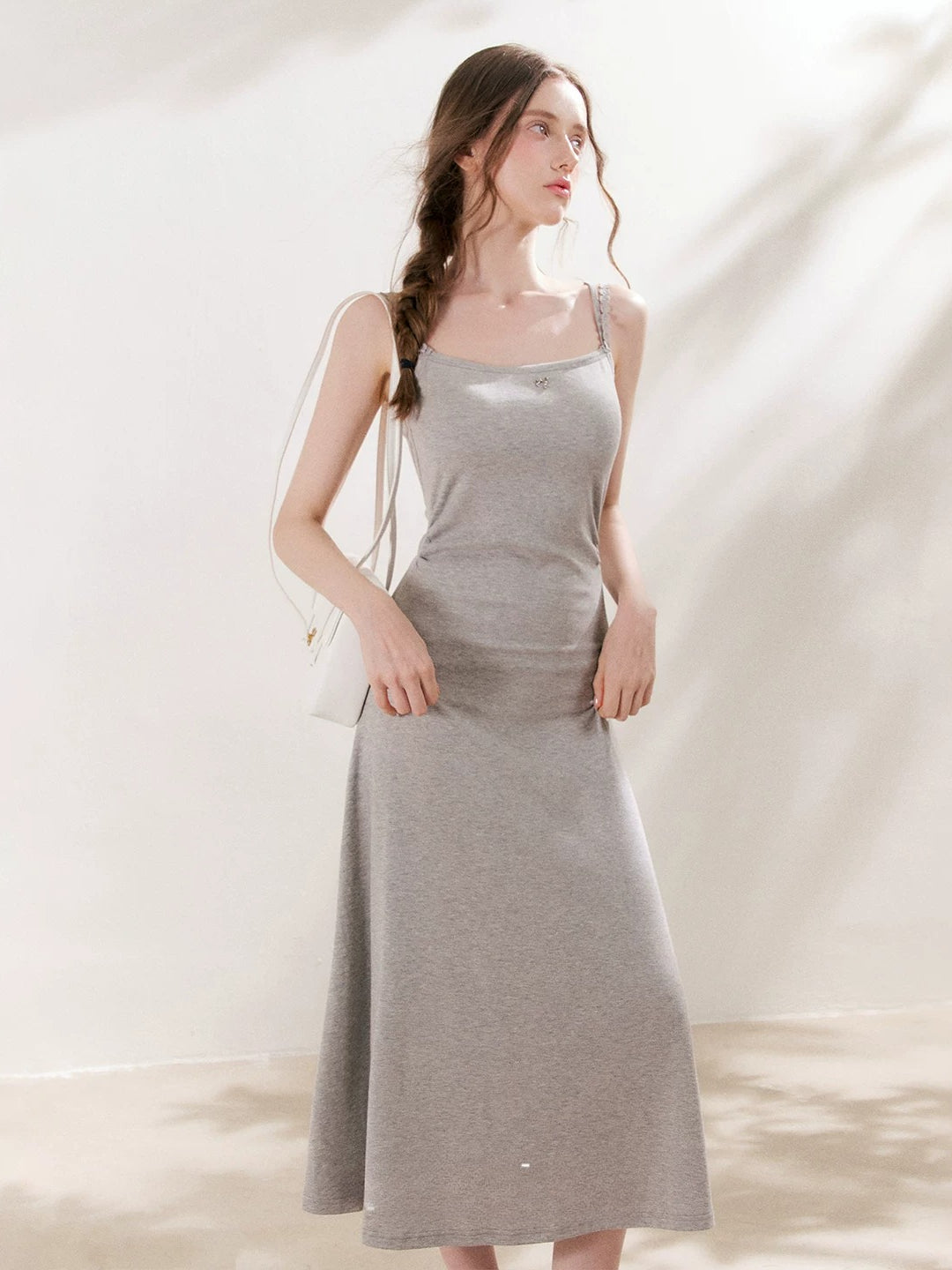 Gray Daisy Strap Knit Dress