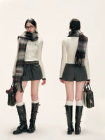 Contrast Knit Mock-Layer  Top