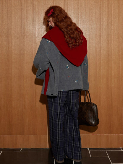 Plaid Double-Waist Relaxed Straight Pants