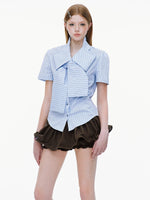 Crystal Bow Stripe Slim Shirt