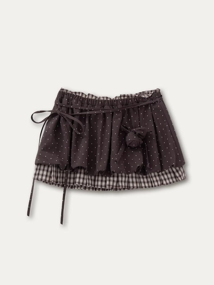 Polka Doll Collar Shirt &amp; Skirt Set