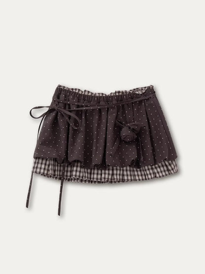 Polka Doll Collar Shirt &amp; Skirt Set