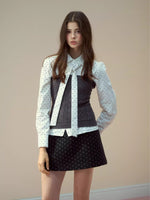 Polka-Dot Preppy Shirt & Skirt Set