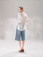 Rhinestone Washed Denim Culottes
