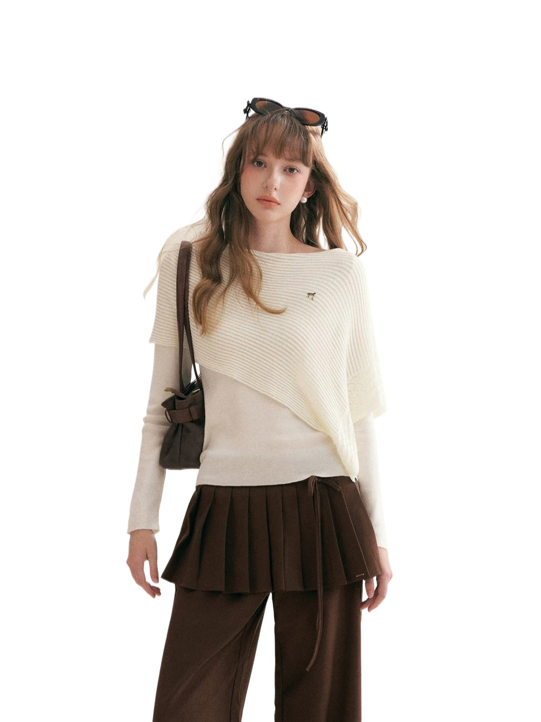 Asymmetric Cape Knit Top