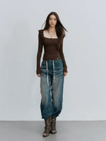 Ruffle Square Neck Top