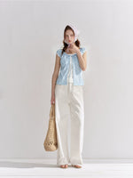 Contrast Panel Floral Eyelet Blouse
