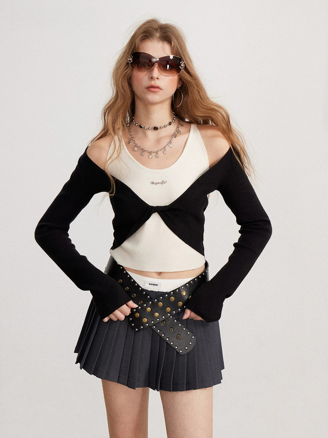 Contrast Layered Knit Top