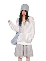 Striped Hooded Long Sleeve Top