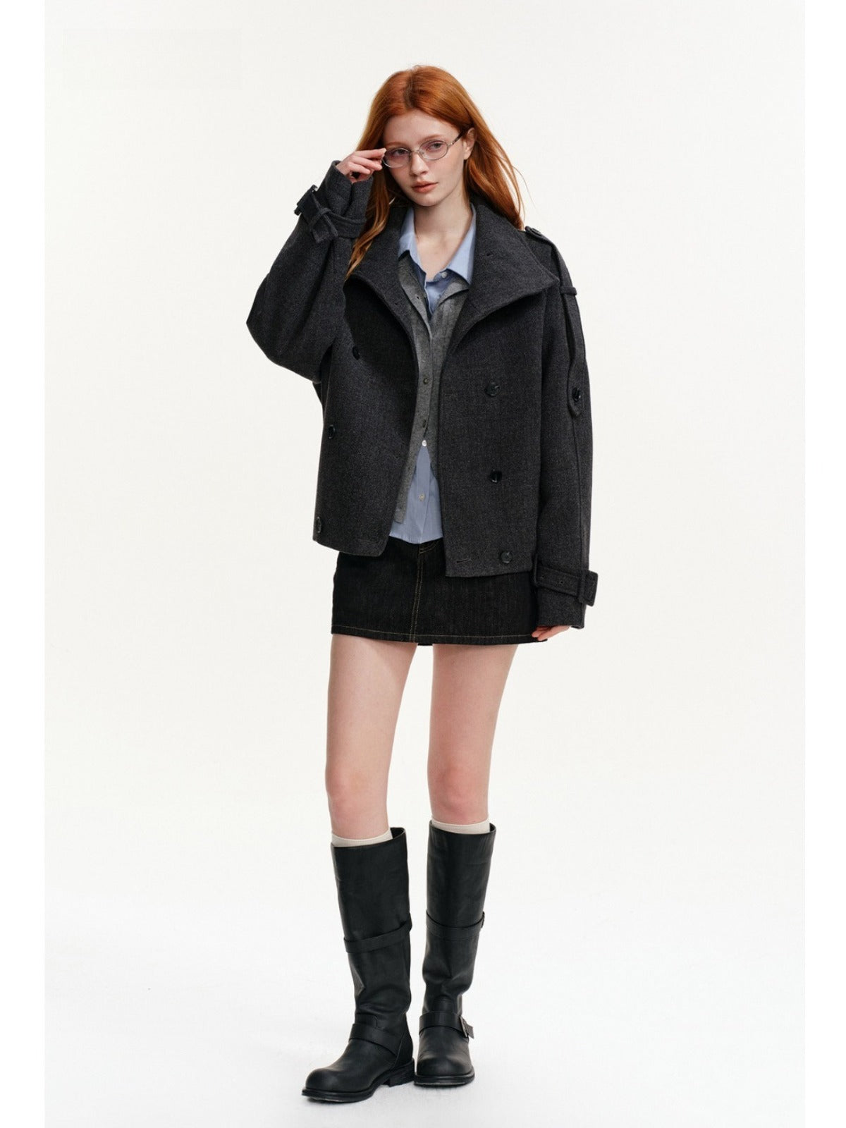 Vintage Double Breasted Stand-Collar Jacket