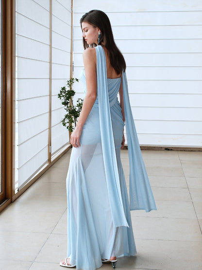 Ruched Design Asymmetrical Mermaid Dress