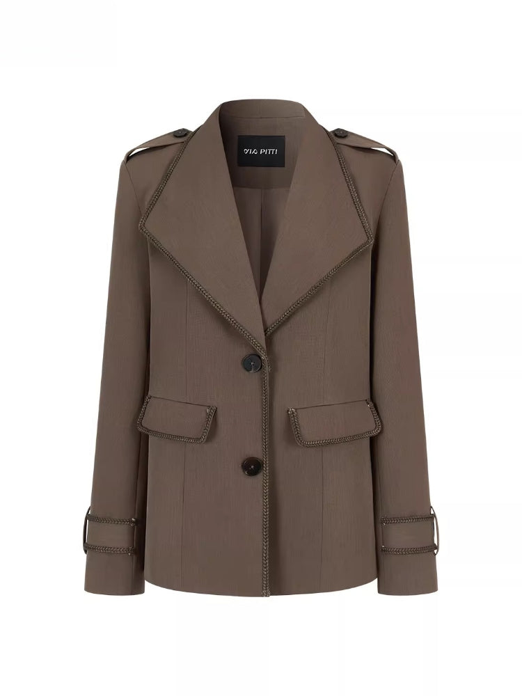 Contrast Tape Lapel Blazer