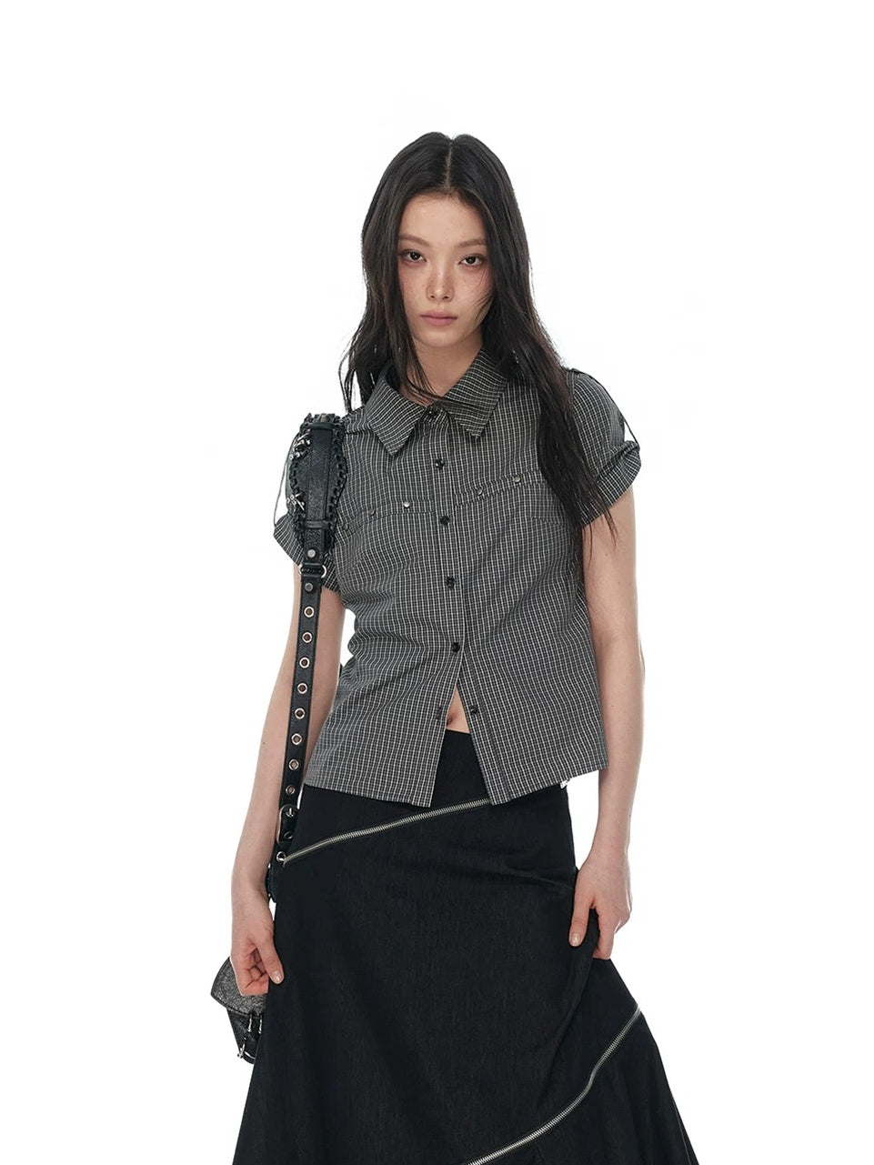 Vintage Rivet Plaid Fitted Shirt