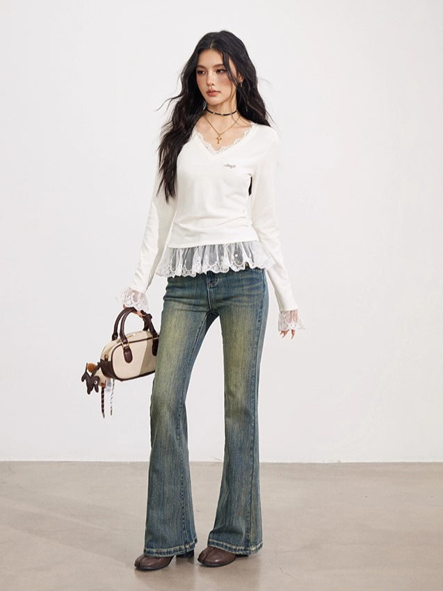 Off-white Lace V-Neck T-shirt