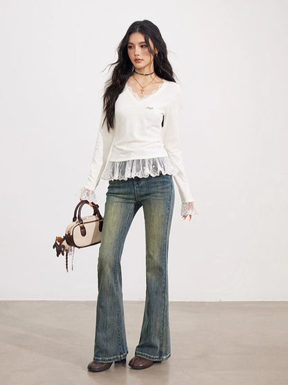 Off-white Lace V-Neck T-shirt