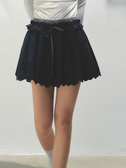 Embroidered Elastic Waist Skirt