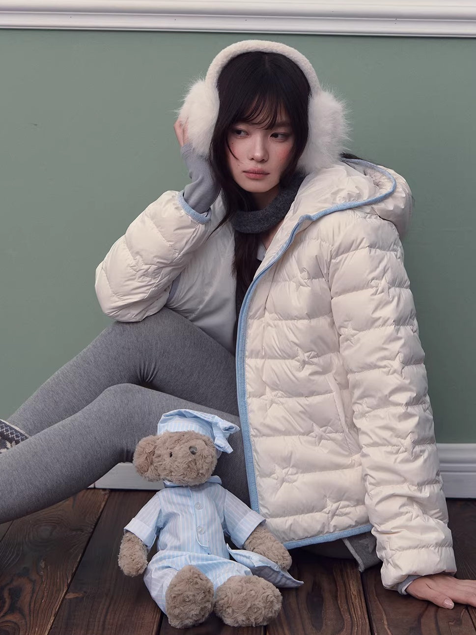 Star Quilted Hooded Down Jacket