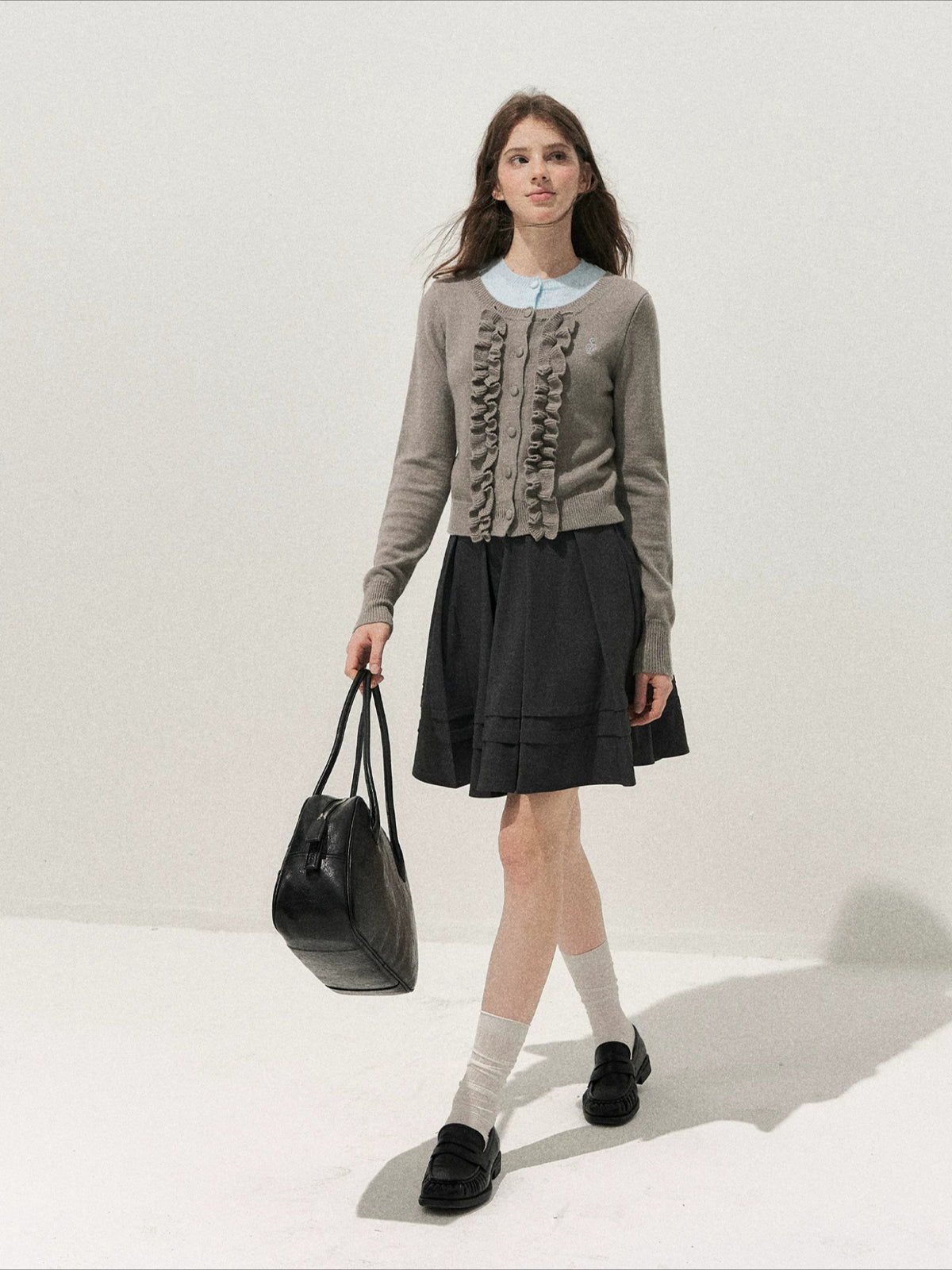 Ruffle Trim Vintage Knit Sweater