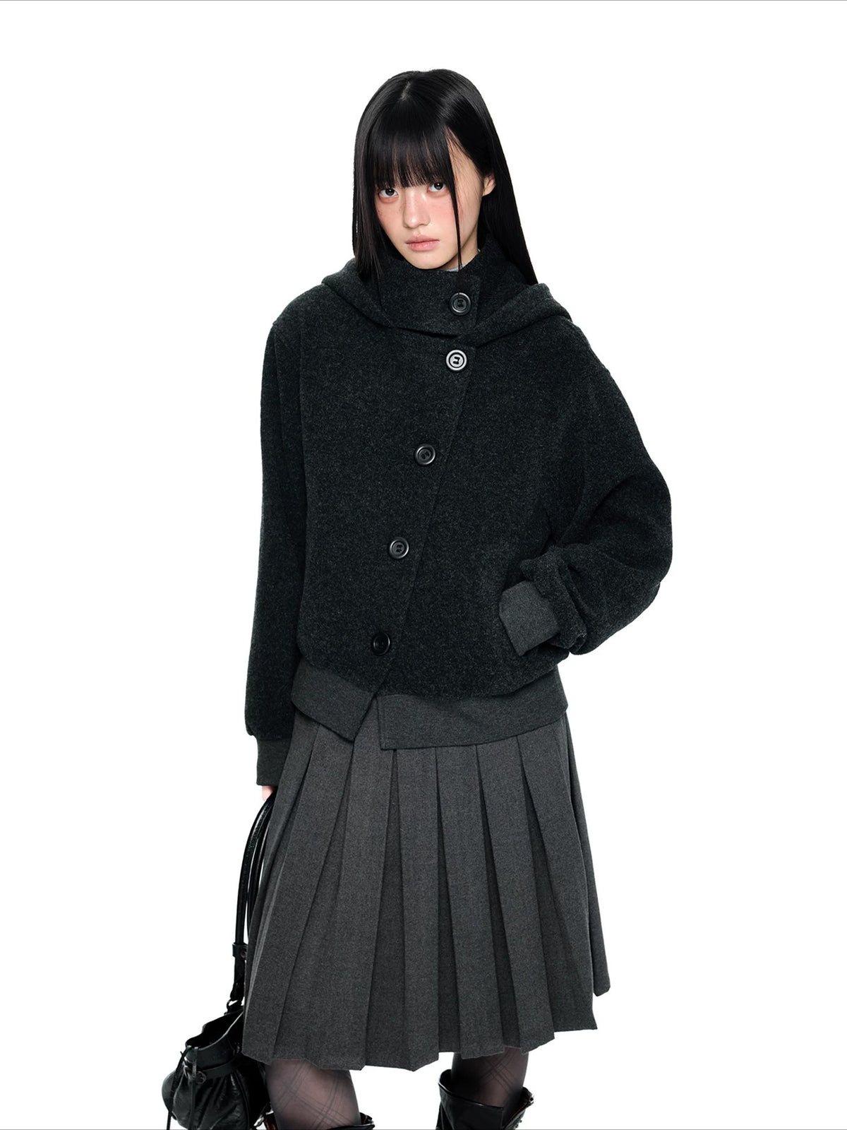 Hooded Wool Blend Jacket