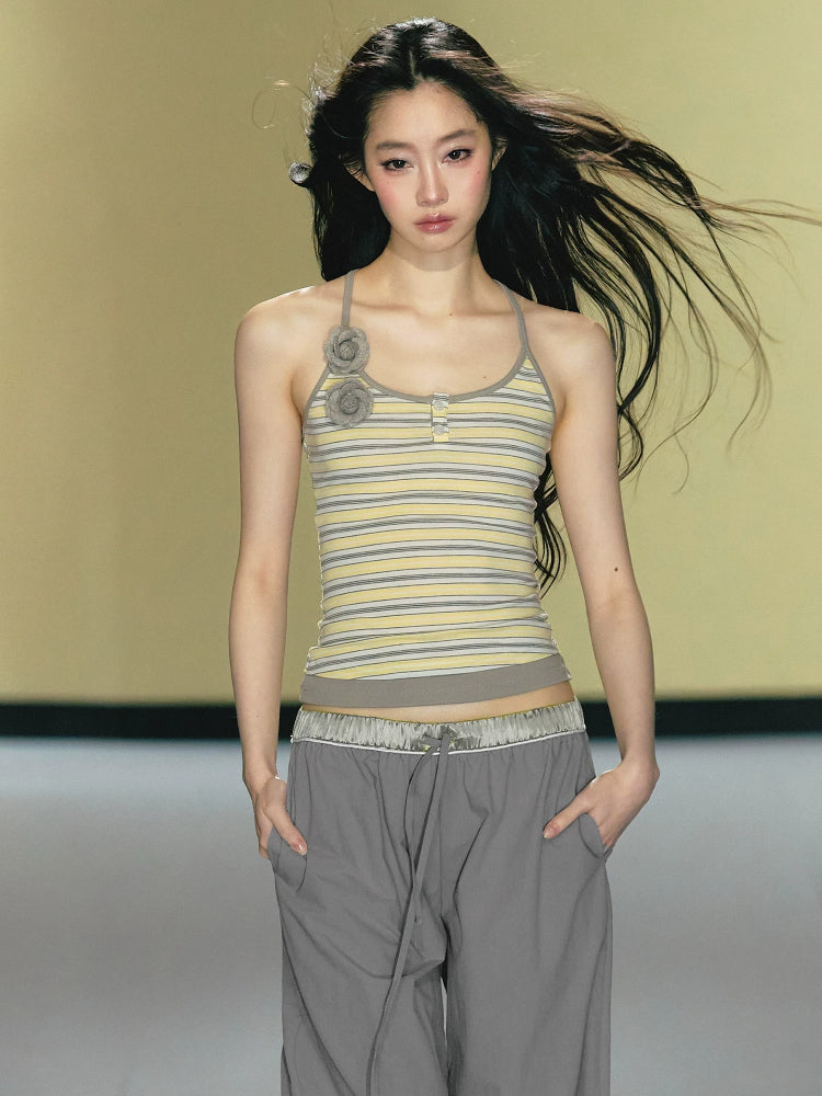 Camellia Stripe Halter Tank