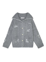 Embroidered Cable Knit Jacket