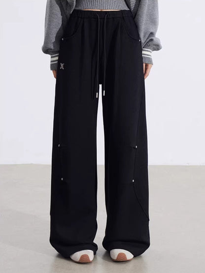 Curved Drape Wide-Leg Pants