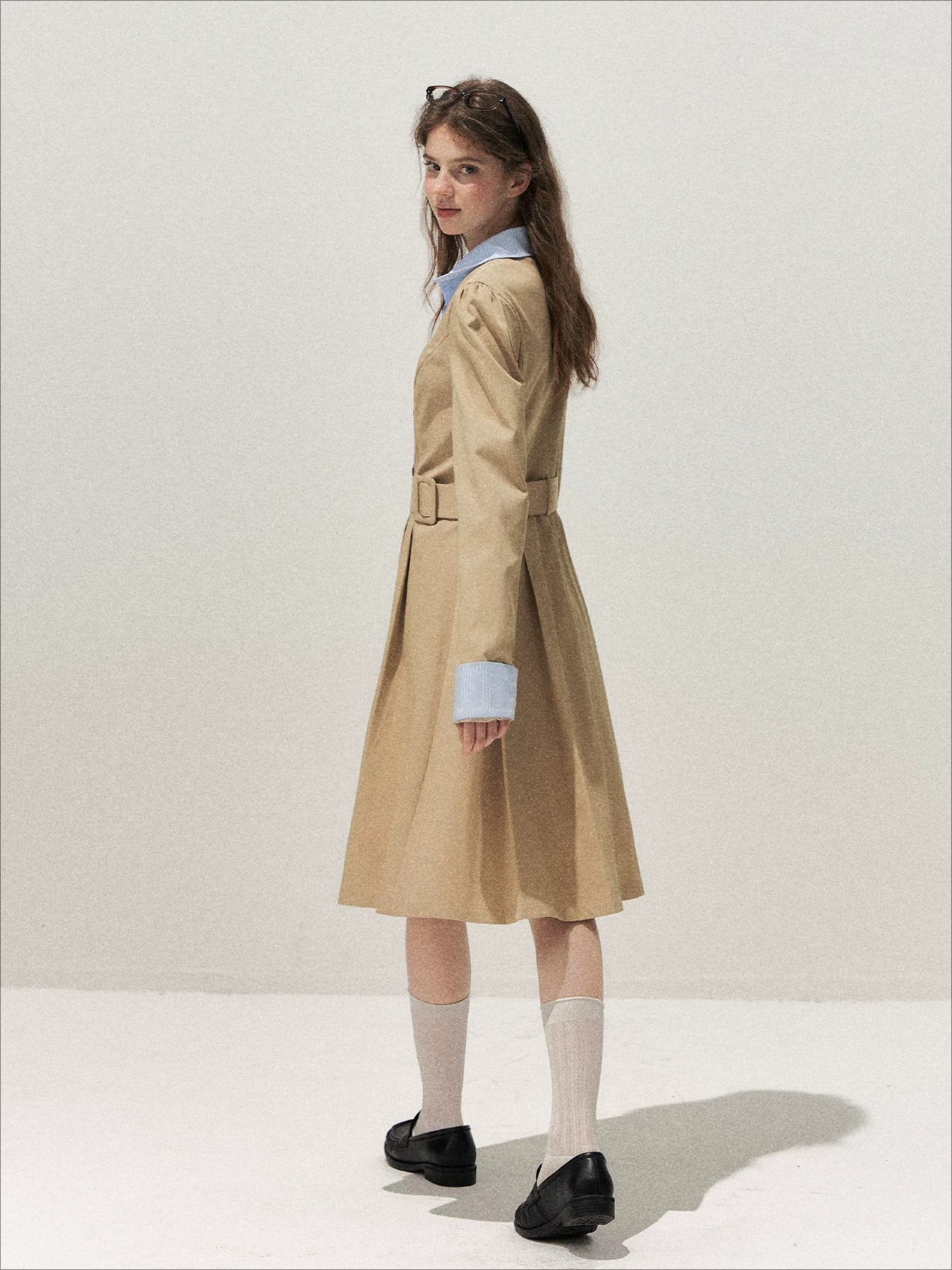 Vintage Mock-Layer Trench Dress