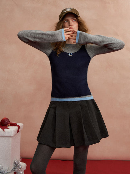 Contrast Layered Vest Sweater