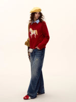Playful Pony Embroidered Sweater