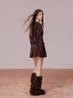 Purple Embroidered 2-in-1 Long Sleeve T-shirt