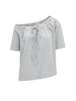 Off Shoulder Drawstring Loose T-Shirt