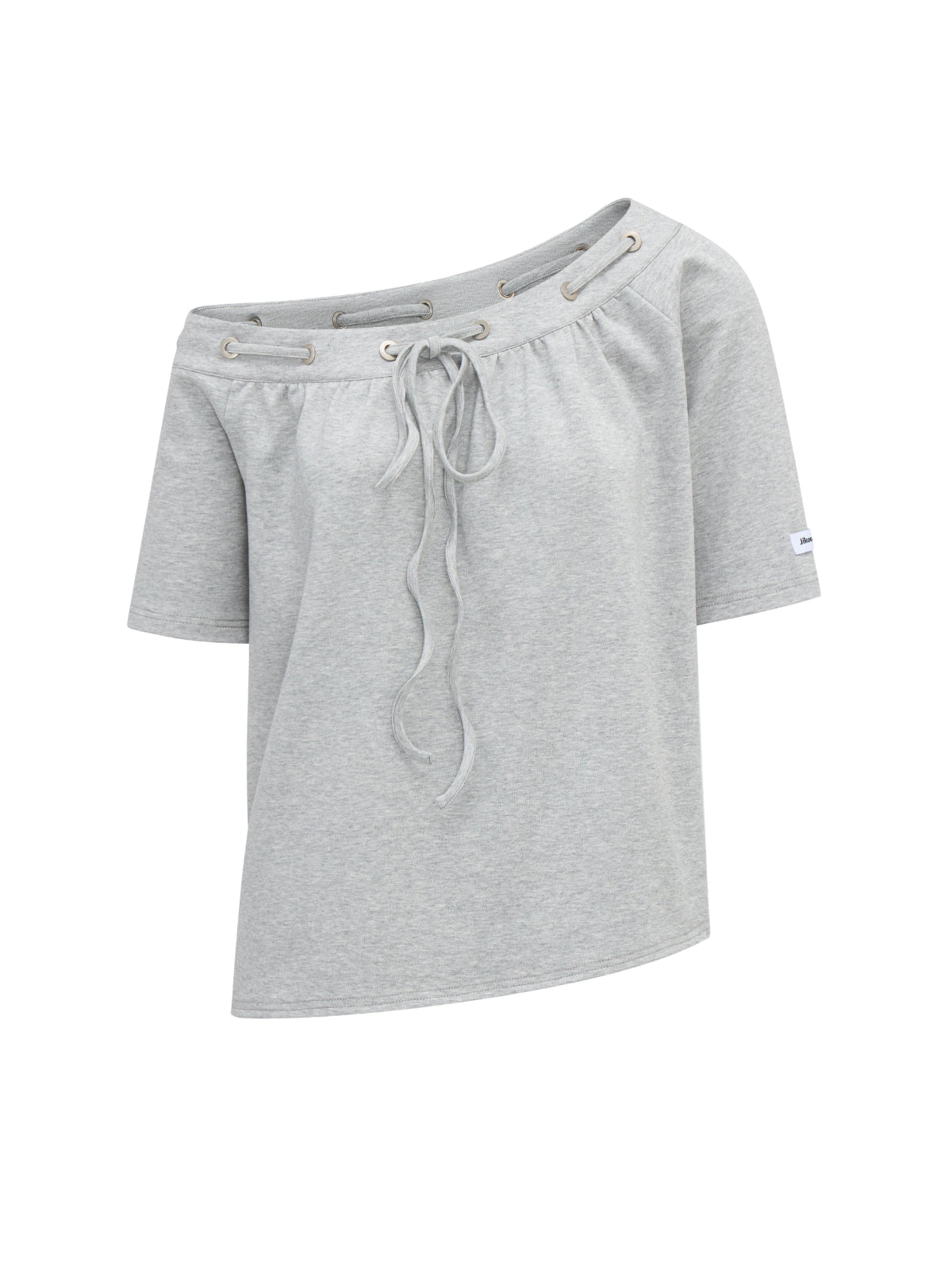 Off Shoulder Drawstring Loose T-Shirt