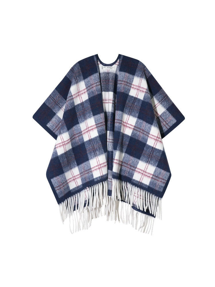 Vintage Plaid Tassel Scarf