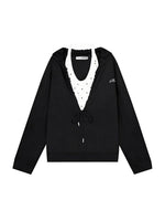 Polka Dot Vest Hooded Drawstring Sweatshirt Pants Set