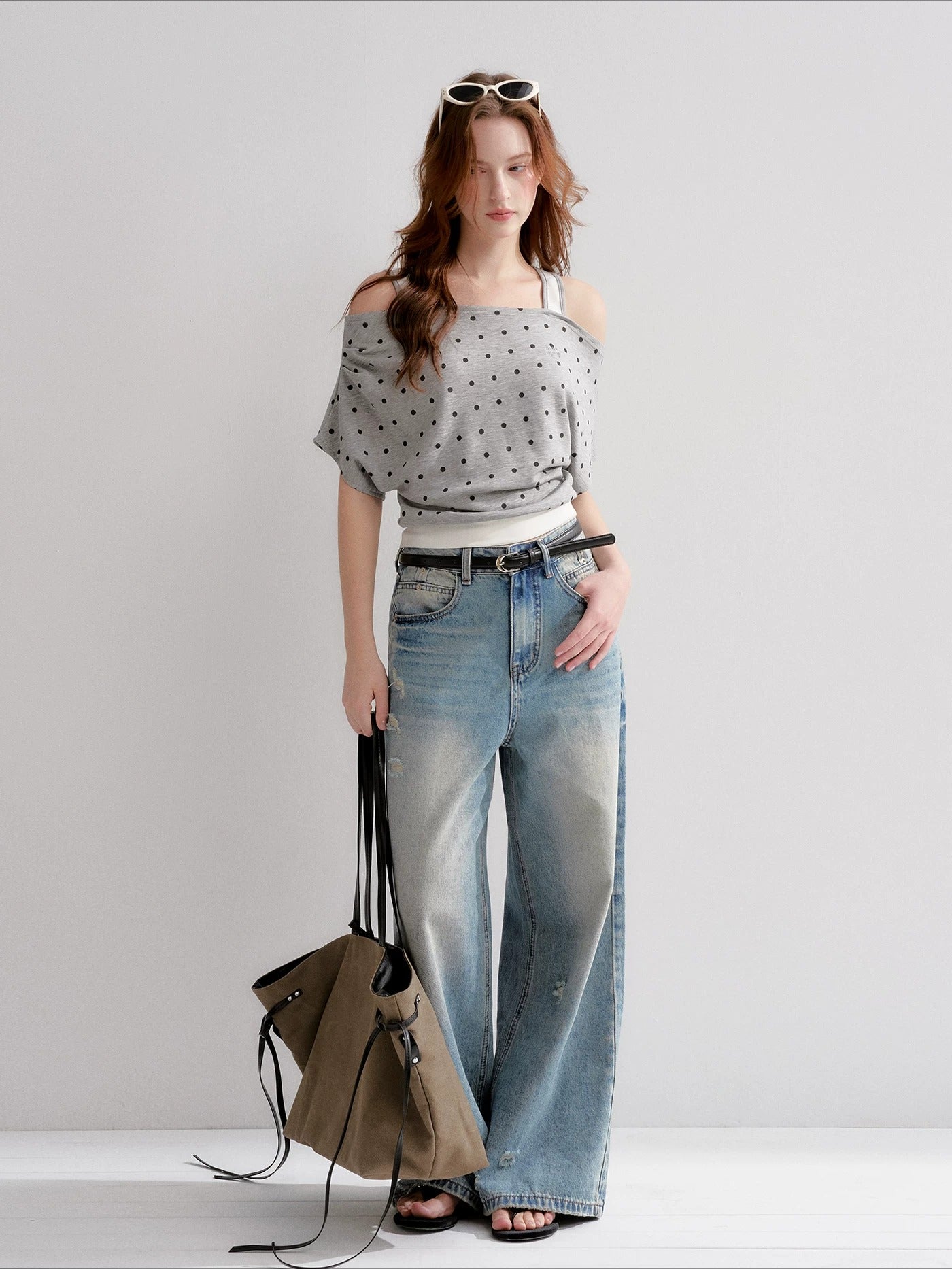 Polka Dot Contrast Top