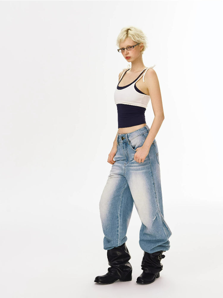 Two-Tone Layered Strap Tank Set
