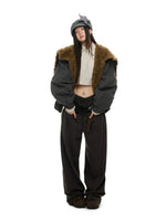 Plaid Wool Hooded Puffer Jacket