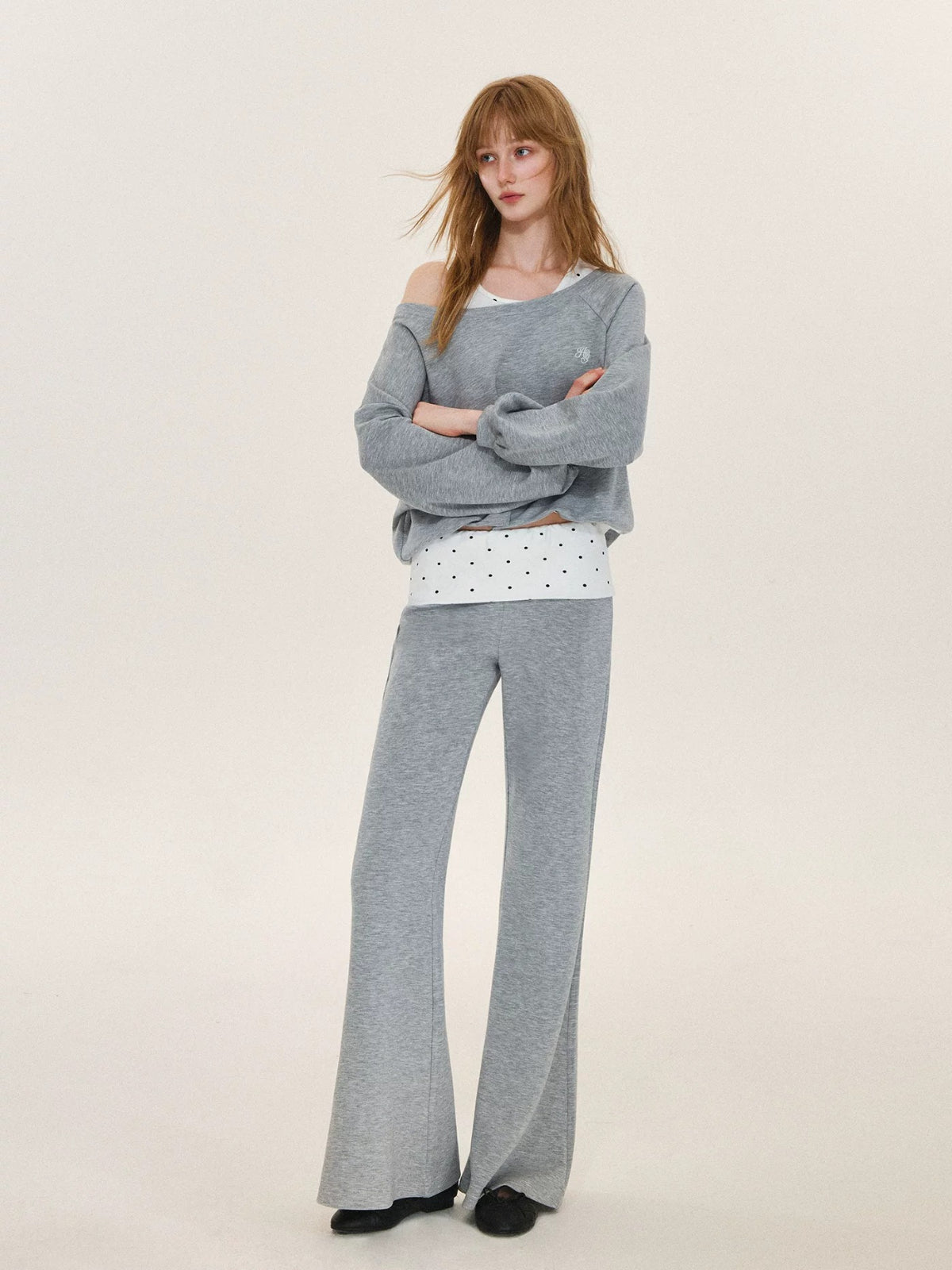 Polka Dot Layered Sweatshirt Set